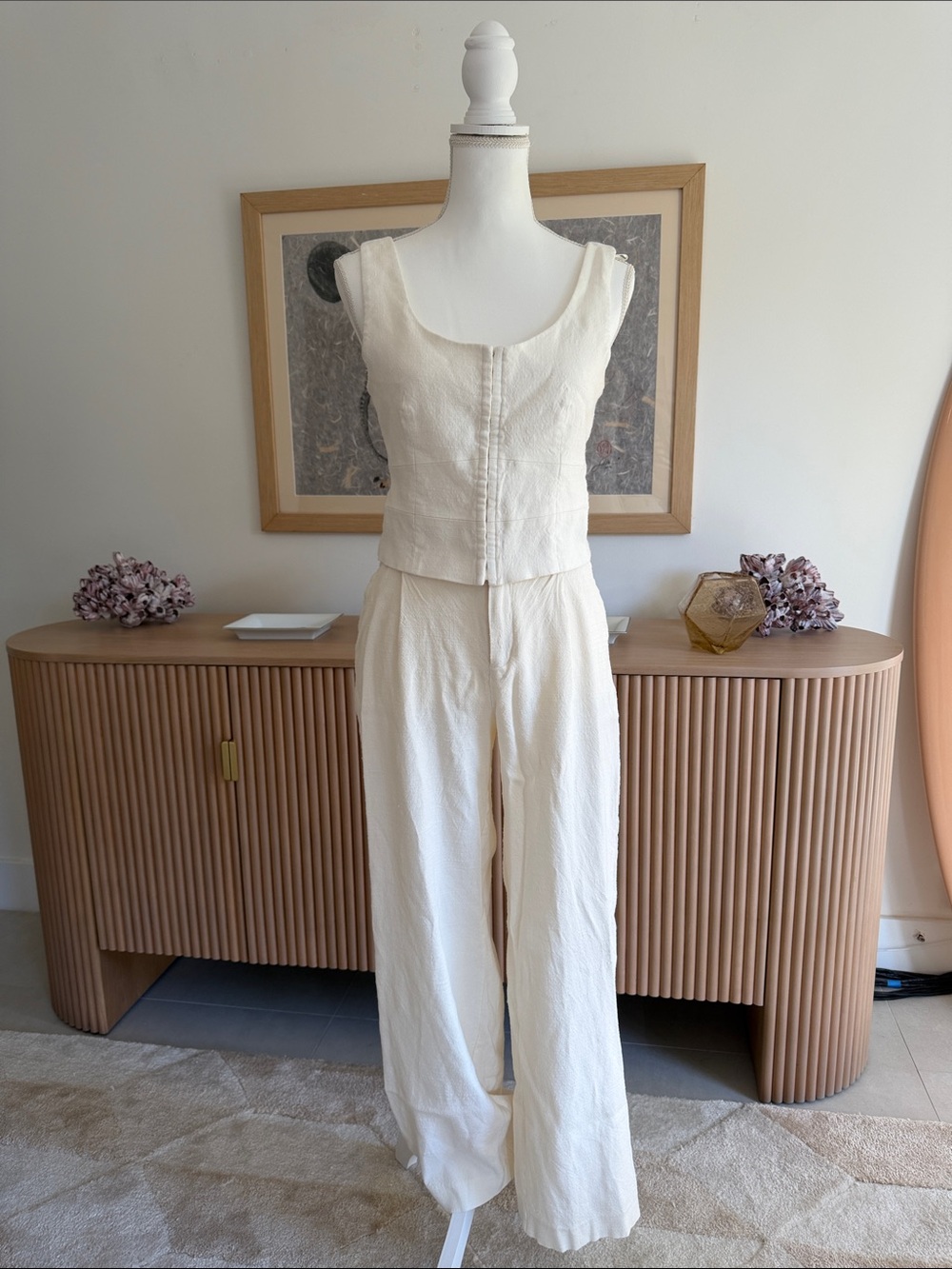 PAIGE Cream Wide-Leg Jumpsuit